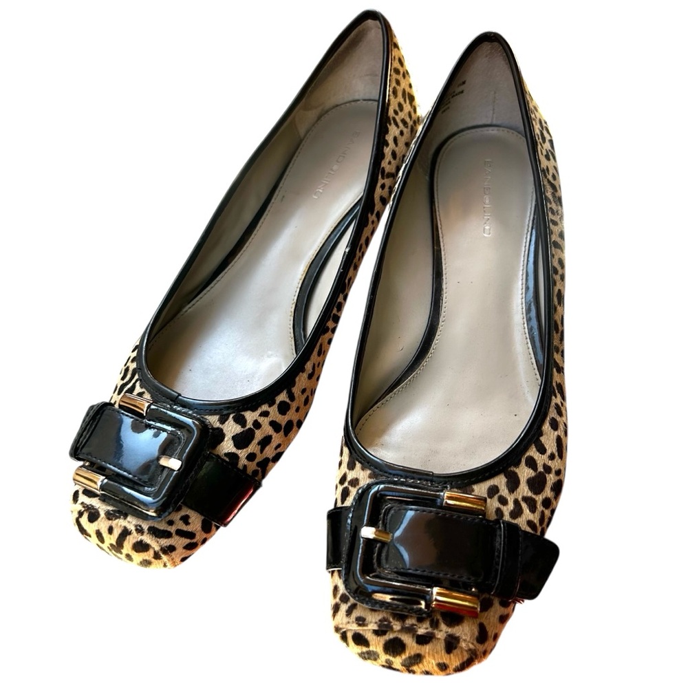 Bandolino Leopard Print Ballet Flats Slides Buckle Leather B7JollyJo5 Sz 11M